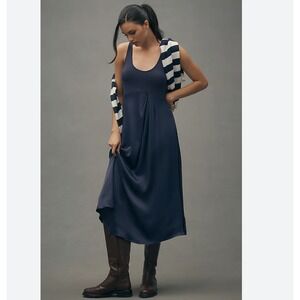 Anthropologie Navy Blue‎ Boho Viscose Blend Tank Dress